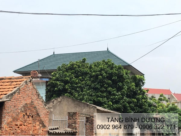 Nhà ở sử dụng ngói phẳng Inari màu xanh rêu Nhà ở sử dụng ngói phẳng Inari màu xanh rêu