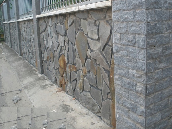 Tường ốp lát đá chẻ bao xanh