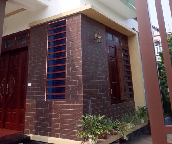 Công trình sử dụng gạch đá thẻ ốp mặt tiền màu nâu trầm lắng