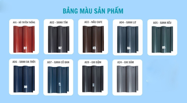 Ngói có nhiều màu sắc đa dạng và giữ màu rất hiệu quả