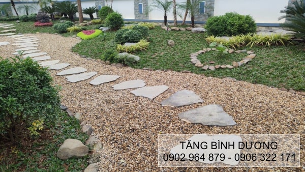Sử dụng sỏi đa màu lats sân đường đi