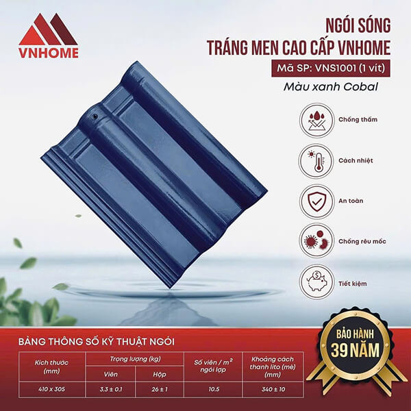 Ngói sóng tráng men - VNS1001 chất lượng cao
