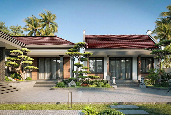 Công trình với mái nhà từ ngói sóng tráng men VNS1005