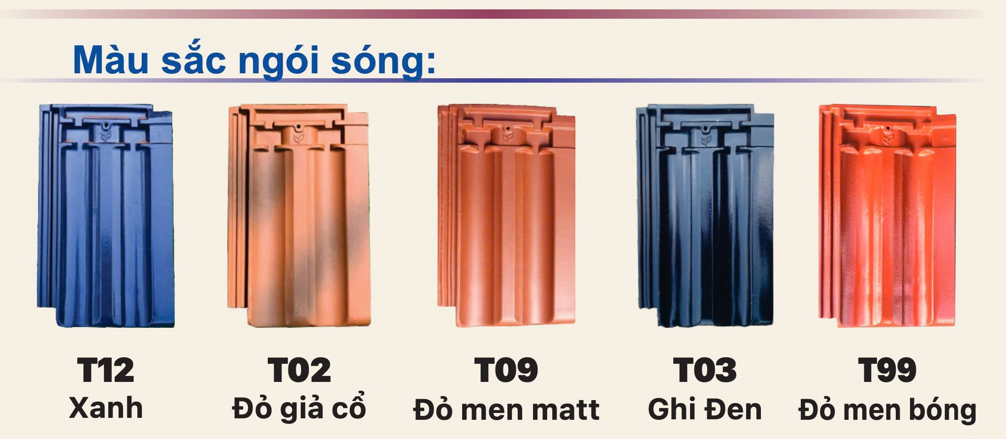 Các màu sắc ngói màu Euro - Cotto