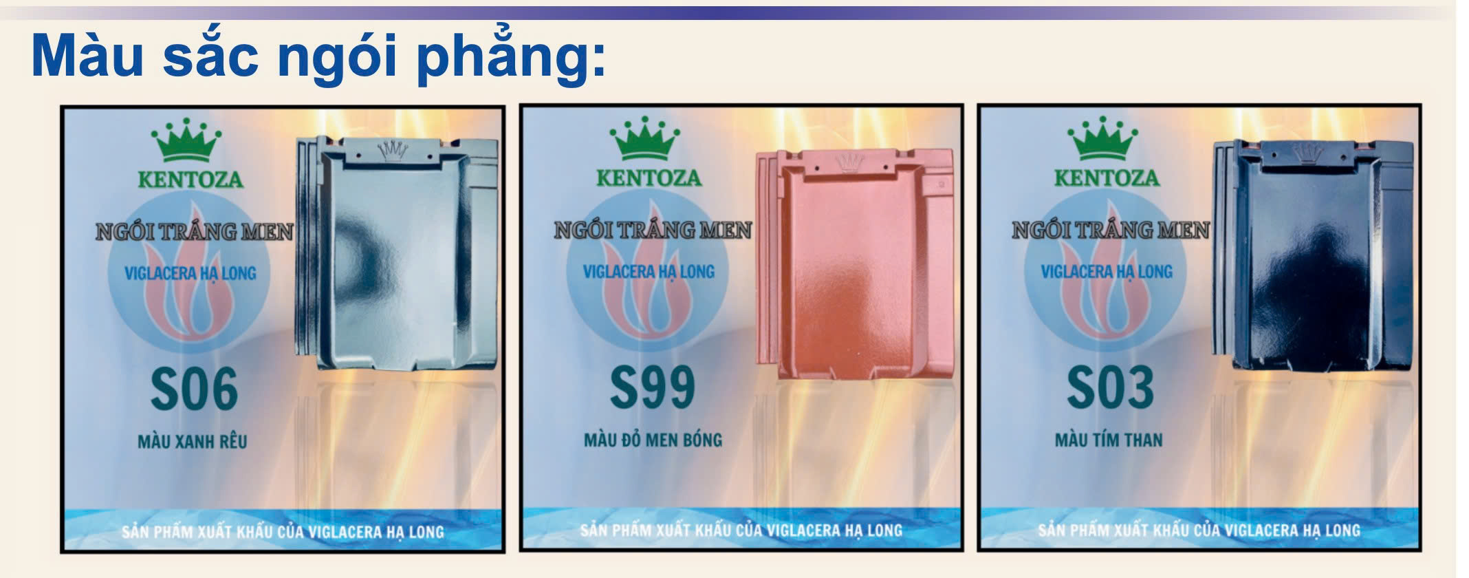 Các màu sắc ngói màu Kentoza
